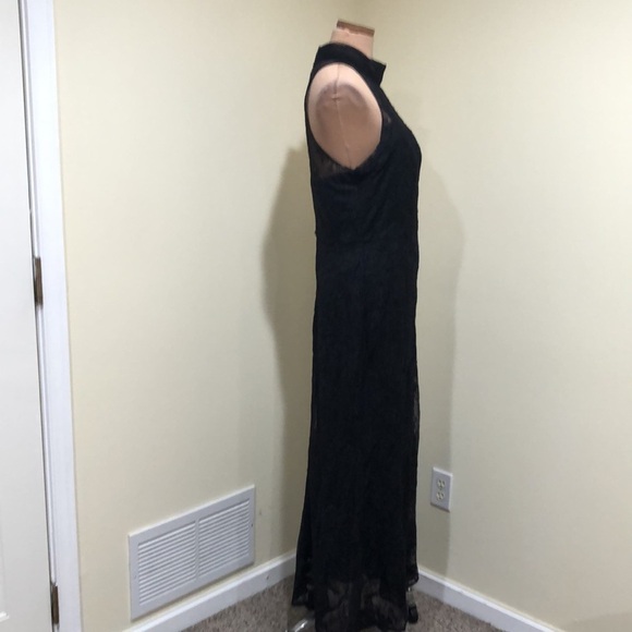 Badgley Mischka Lace Column Gown Size 2 Black Floral Lace - Picture 5 of 11